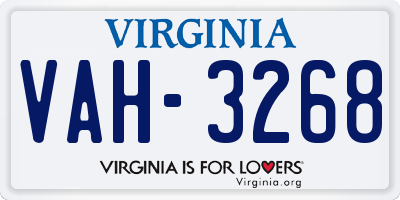 VA license plate VAH3268