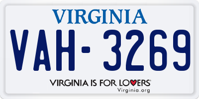 VA license plate VAH3269