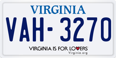 VA license plate VAH3270