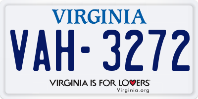 VA license plate VAH3272