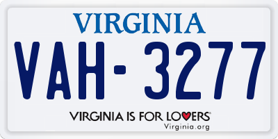 VA license plate VAH3277