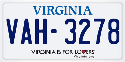 VA license plate VAH3278