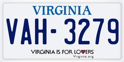 VA license plate VAH3279