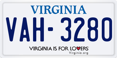 VA license plate VAH3280