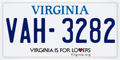 VA license plate VAH3282