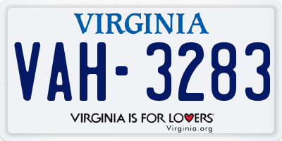 VA license plate VAH3283