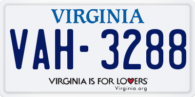 VA license plate VAH3288