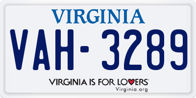 VA license plate VAH3289