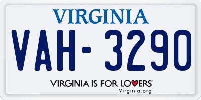 VA license plate VAH3290