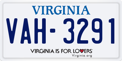 VA license plate VAH3291