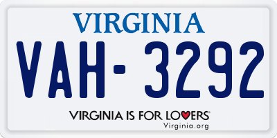 VA license plate VAH3292