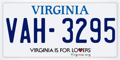 VA license plate VAH3295