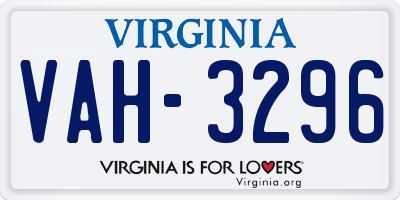 VA license plate VAH3296