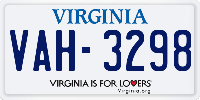 VA license plate VAH3298