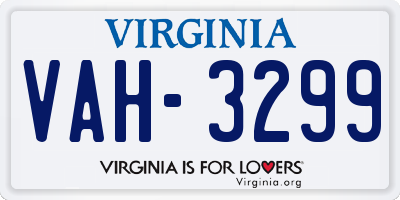 VA license plate VAH3299