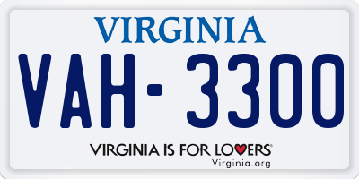 VA license plate VAH3300