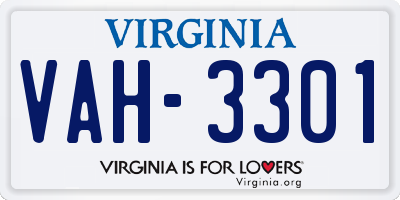 VA license plate VAH3301