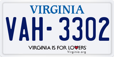 VA license plate VAH3302