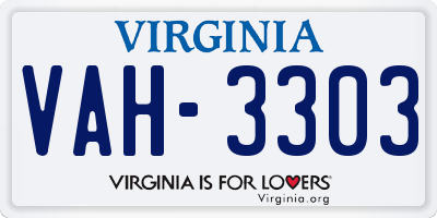 VA license plate VAH3303