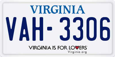 VA license plate VAH3306