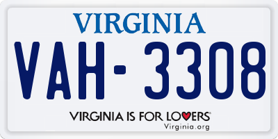 VA license plate VAH3308