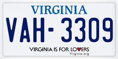 VA license plate VAH3309