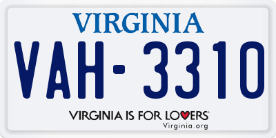 VA license plate VAH3310