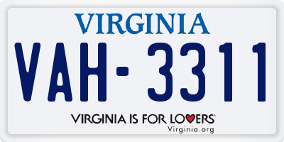 VA license plate VAH3311