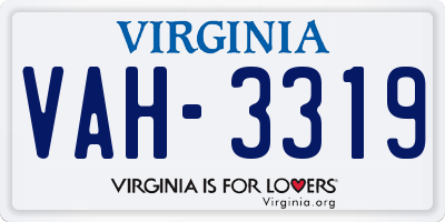 VA license plate VAH3319