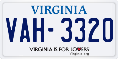 VA license plate VAH3320