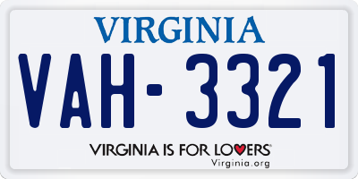 VA license plate VAH3321