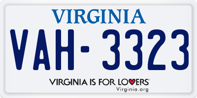 VA license plate VAH3323