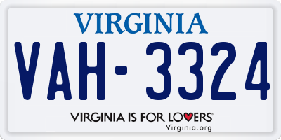 VA license plate VAH3324