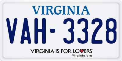 VA license plate VAH3328