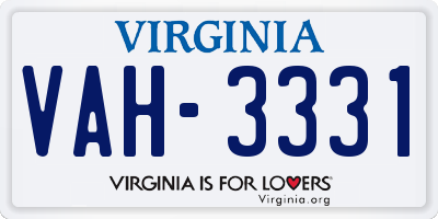 VA license plate VAH3331