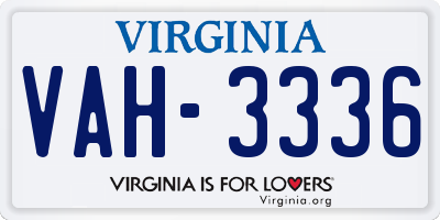 VA license plate VAH3336