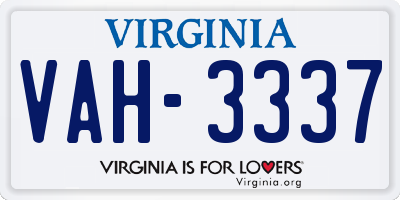 VA license plate VAH3337