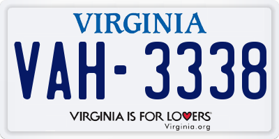 VA license plate VAH3338