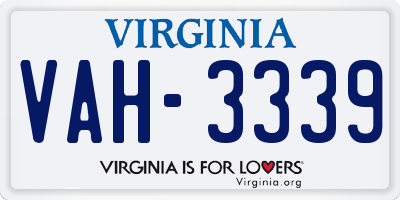 VA license plate VAH3339