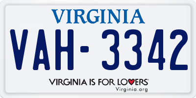 VA license plate VAH3342
