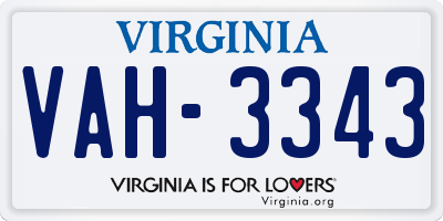VA license plate VAH3343