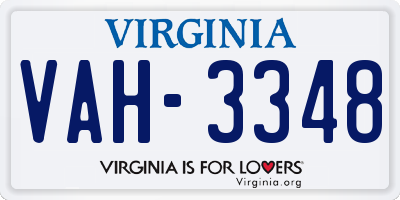 VA license plate VAH3348