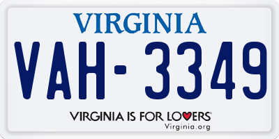 VA license plate VAH3349