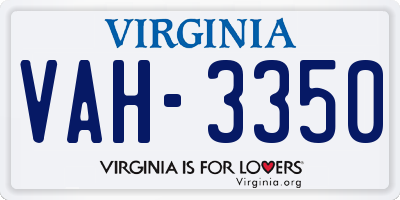 VA license plate VAH3350