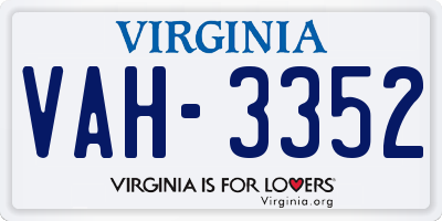 VA license plate VAH3352