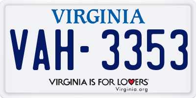 VA license plate VAH3353