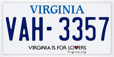 VA license plate VAH3357