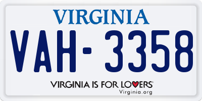VA license plate VAH3358