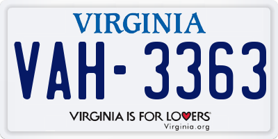 VA license plate VAH3363