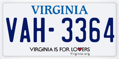 VA license plate VAH3364